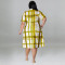 Wholesale of plus size women's clothing autumn new style plaid short sleeved shirt