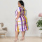 Wholesale of plus size women's clothing autumn new style plaid short sleeved shirt