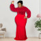 Large size women's winter new item with beaded sleeves women's dress