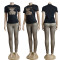 Summer and Autumn New Fashionable Embroidered Short sleeved Pants Sports Two piece Set in 2 Colors