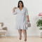 Wholesale source of plus size women's clothing, summer new style, mid sleeved jumpsuit, large swing skirt