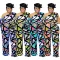 Large size women's winter new style off shoulder printed jumpsuit pants