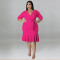 Wholesale source of plus size women's clothing, summer new style, mid sleeved jumpsuit, large swing skirt