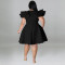 Wholesale of plus size women's clothing in stock, multi-color large swing dress, dress