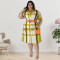 Wholesale of plus size women's clothing autumn new style plaid short sleeved shirt