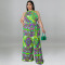 Wholesale supply of plus size women's clothing with printed collar jumpsuit