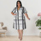 Wholesale of plus size women's clothing autumn new style plaid short sleeved shirt