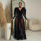 Fashion women's mesh long sleeved dress long skirt new