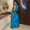 Fashionable women's printed sleeveless long skirt, long skirt new  2PCS SET