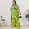Wholesale supply of plus size women's clothing with printed collar jumpsuit