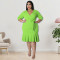 Wholesale source of plus size women's clothing, summer new style, mid sleeved jumpsuit, large swing skirt