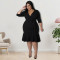 Wholesale source of plus size women's clothing, summer new style, mid sleeved jumpsuit, large swing skirt