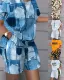 Spring and summer fashion positioning printed short sleeved 2-piece set for women