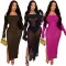 Hip hugging straight neck slit slim fit spicy girl sexy see through dress with underwear included