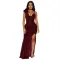Solid color suspender sexy sequin long dress, slit evening gown