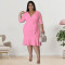 Wholesale source of plus size women's clothing, summer new style, mid sleeved jumpsuit, large swing skirt