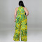 Wholesale supply of plus size women's clothing with printed collar jumpsuit