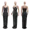 Strap, rhinestone, bubble bead evening dress, sexy dress, long skirt, women