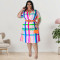 Wholesale of plus size women's clothing autumn new style plaid short sleeved shirt