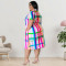 Wholesale of plus size women's clothing autumn new style plaid short sleeved shirt