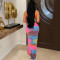 European and American fashion women's printed V-neck sleeveless hanging neck dress