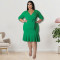 Wholesale source of plus size women's clothing, summer new style, mid sleeved jumpsuit, large swing skirt