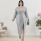 Large size autumn women's clothing wholesale velvet bottom embroidered bead dress
