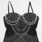 Strap, rhinestone, bubble bead evening dress, sexy dress, long skirt, women