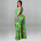 Wholesale supply of plus size women's clothing with printed collar jumpsuit