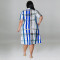 Wholesale of plus size women's clothing autumn new style plaid short sleeved shirt