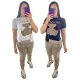Summer and Autumn New Fashionable Embroidered Short sleeved Pants Sports Two piece Set in 2 Colors