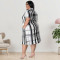 Wholesale of plus size women's clothing autumn new style plaid short sleeved shirt