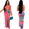 European and American fashion women's printed V-neck sleeveless hanging neck dress