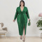 Large size autumn women's clothing wholesale velvet bottom embroidered bead dress
