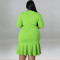 Wholesale source of plus size women's clothing, summer new style, mid sleeved jumpsuit, large swing skirt