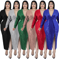 Large size autumn women's clothing wholesale velvet bottom embroidered bead dress