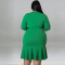 Wholesale source of plus size women's clothing, summer new style, mid sleeved jumpsuit, large swing skirt