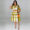 Wholesale of plus size women's clothing autumn new style plaid short sleeved shirt