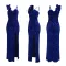 Solid color suspender sexy sequin long dress, slit evening gown