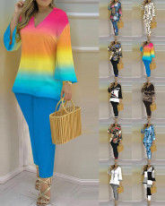 Spring and summer print fashion two-piece set