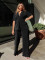 Fashion pleated short sleeved shirt, wide leg pants two-piece set