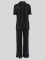 Fashion pleated short sleeved shirt, wide leg pants two-piece set