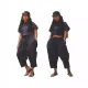 Fashionable loose wide leg work pants set, shirt collar top two-piece set