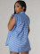 Fashion casual shirt sleeveless pocket striped printed shorts two-piece set