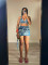 Summer fashion personality tassel elastic denim short skirt set