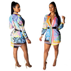 Autumn single breasted fashionable loose digital printed shirt