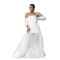 Summer wide neck off shoulder short sleeved A-line jumpsuit long skirt white mesh fairy skirt