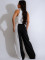 Summer women's small suit with patchwork lapel vest, commuting loose wide leg pants set