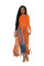 Solid color long sleeved European and American sexy tassel top