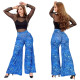 Imitation denim print loose wide leg pants (single pants)